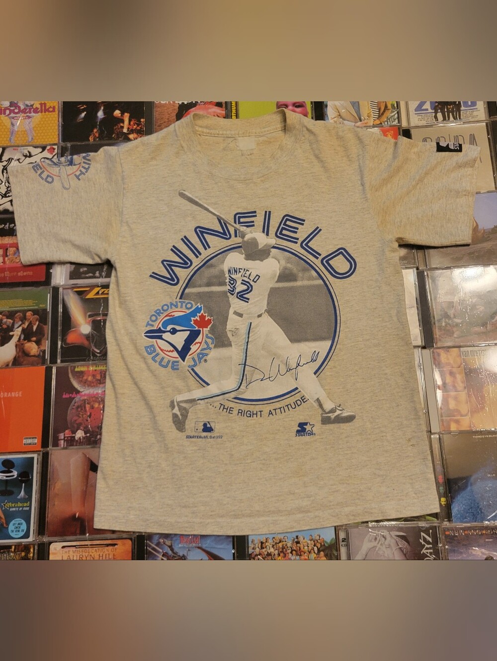 92 World Series Winfield Blue Jays Tee Shirt With Arm Graphics
